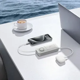 Baseus Free2Pull Powerbank mit Usb-c-anschluss und einziehbarem USB-C-Kabel - grau