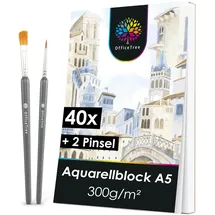 OfficeTree Aquarellpapier Block 40 St. 300 g/m2 Weiß