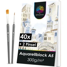 OfficeTree Aquarellpapier Block 40 St. 300 g/m2 Weiß