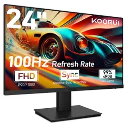 KOORUI 24. Gaming-Monitor. VA. FHD. 100Hz. Lautsprecher. VESA 75x75. Adaptive Sync. augenschonend. rahmenlo