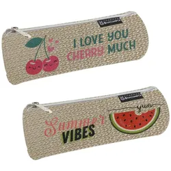 Exacompta 05254120W 16x Rundes Schlampermäppchen, Rattanoptk, 22x7,5 cm, Fruity - Sortierte Motive