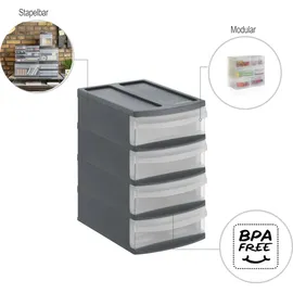 Rotho Schubladenbox Systemix Tower XS 4-tlg. grau