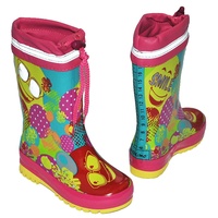 alles-meine.de GmbH Gummistiefel bunte Blumen - mit Reflektor + zum Schnüren - Größe 25 - für für Kinder Mädchen - Naturkautschuk - Smile rosa pink türkis - 25 EU