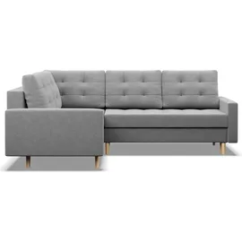 mebligo Links Ecksofa mit Schlaffunktion, Ottomane, Grau - Grau