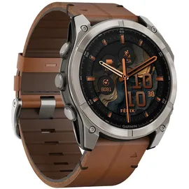 Garmin fenix 8 AMOLED 51 mm sapphire, graphit / titanium titan mit QuickFit Leder-Armband 26 mm braun