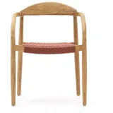 Natur24 Gartenstuhl 4-er Set Stuhl Nina 56 x 78 x 50 cm Akazienholz Natur Seil Terrakotta braun