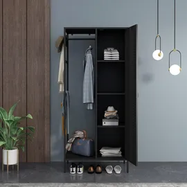 [en.casa] Kleiderschrank Puumala 80 x 180 x 45 cm Schwarz