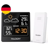 Raddy WF-50 Thermometer-Hygrometer Innen Und Außen, Wetterstation Funk, MAX MIN
