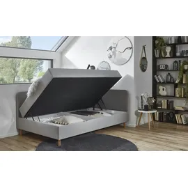 deinbett Polsterliege mit Bettkasten ¦ grau ¦ Maße (cm): B: 130 H: 84