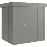 hörmann stauraumsysteme Hörmann Metall-Gerätehaus Juno mit Flachdach B 214 x 166 cm (JFD 4) Motiv Design (mit breiten Lamellen) Einzeltür Türanschlag rechts Graualuminium (RAL 9007)