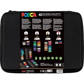 Posca 186840 Marker Set, 40 Acrylstifte in Strichbreiten PC-1MC, PC-3M, PC-5M, PC-8K