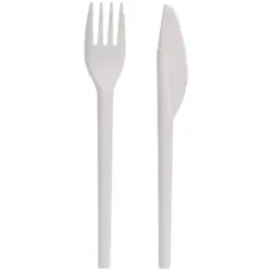 Blanc HYGIENIC Set: Plastikbesteck Premium Gabel und Messer Mehrwegbesteck, 2000Stk, weiß, robust