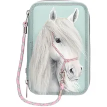 DEPESCHE 3-Fach Federtasche mit Pferdekopf Applikation