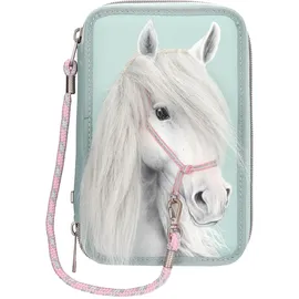 DEPESCHE 3-Fach Federtasche mit Pferdekopf Applikation