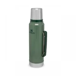 Stanley CLASSIC VAKUUM-FLASCHE 1,0 Liter, Hammertone grün, doppelwandige Vakuumisolierung, Griff, Trinkbecher
