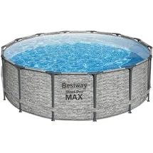 BESTWAY Steel Pro Max Frame Pool Set 427 x 122 cm steinwandoptik inkl. Filterpumpe
