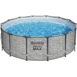 BESTWAY Steel Pro Max Frame Pool Set 427 x 122 cm steinwandoptik inkl. Filterpumpe