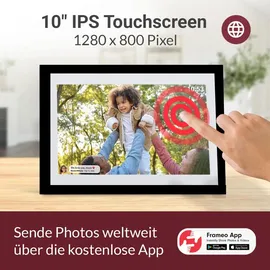 Xoro CPF 10C1 Digitaler Bilderrahmen 10.1 Zoll IPS Touchscreen, WLAN, 16 GB, App-Steuerung, 1280x800, schwarzer Rahmen
