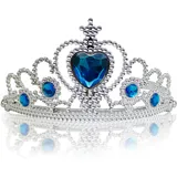 Katara 1682 - Prinzessin Diadem Krone, Verkleidung Kostüm, Fasching Karneval, Haarspange, Silber/Hellblau