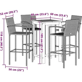 vidaXL Gartenbar Set 5-tlg. Braun