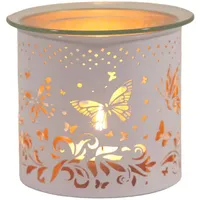 Woodbridge Teelicht Duftlampe | Butterfly Weiß Gold | Teelichthalter für Zuhause | Duftkerzenhalter Kerzenaccesoires | Duftlampe für Duftwachs