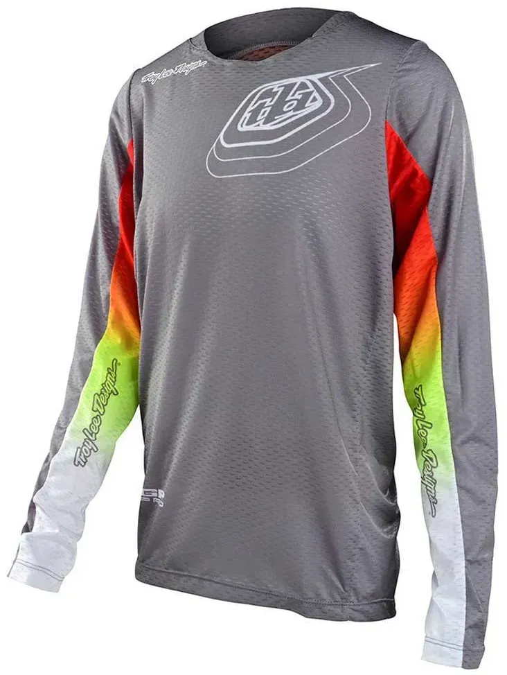 Troy Lee Designs Gp Pro Air Richter Langarm-trikot - Light Grey / Fire - 5-6 Jahre