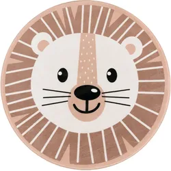 Kinderteppich PACO HOME "Chicos 556", beige, H:2mm Ø:150cm, Polyester, Teppiche, Flachgewebe, Motiv Löwe, Kinderzimmer