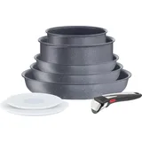 Tefal Ingenio Natural On Kochgeschirr, 8-teilig, stapelbar, Antihaftbeschichtung, Induktion, hergestellt in Frankreich L7669802 - Schwarz
