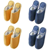 Tecetfeet Gäste Hausschuhe Set, 4 Paar Gästepantoffeln Hochwertig Hausschuhe Warme Memory Foam Rutschfeste Slipper House Slippers Gästeschlappen Unisex - 37/44 EU