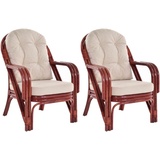 Krines Home Cocktailsessel 2er Set Rattansessel NIAM Rattan Wintergarten Cocktailsessel Sessel (2-er Set, 2-St), Rattanmöbel rot