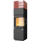 Kaminofen Hark 140 ECOplus 6 kW - Ofenkacheln: deco-rot - Korpus: graphit