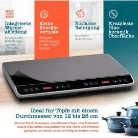 STILLSTERN Doppel-Induktionskochfeld -Kochplatte 3600W, 18 Stufen, 24h Timer,