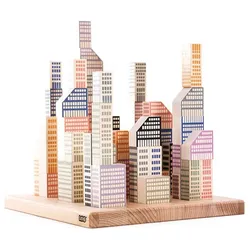 BAJO Manhattan Blocks, Holz-Bauklötze, Wolkenkratzer, 54-tlg.
