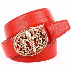 Anthoni Crown Ledergürtel, mit Lilien Emblem, rot