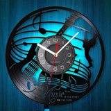 Smotly Vinyl Wanduhr Instrument Gitarre Thema Stille Wanduhr mit LED Nachtlichtfunktion ist ein einzigartiges Wanduhr Geschenk für Musikliebhaber.