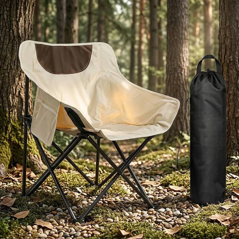 Huacan Outdoor tragbarer Hochlehner-Klappstuhl mit hohem Bogen, Mondstuhl, Camping- und Angelstuhl, Freizeit-Strandstuhl, 1 Stück
