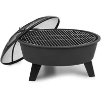 Blumfeldt Nolana 2-in-1-Feuerschale Ø73cm Funkenschutz Ø64cm Grill Stahl schwarz