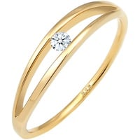 Elli DIAMORE Ring Damen Verlobung Schlicht mit Diamant (0.06 ct.) aus 585 Gelbgold