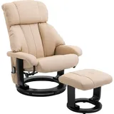 Homcom Relaxliege mit Liegefunktion Massagesessel Fernsehsessel Liegesessel, Ergonomischer Stuhl mit Hocker Beige, 76 x 80 x 102 cm