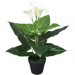 vidaXL Künstliche Calla-Lilie mit Topf 45 cm Weiß