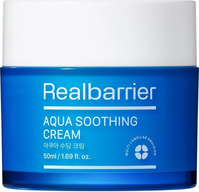 Real Barrier Aqua Beruhigungscreme mit 10 Hyaluronsäuren & Panthenol, kühlende Feuchtigkeitscreme für empfindliche trockene Haut 50ml