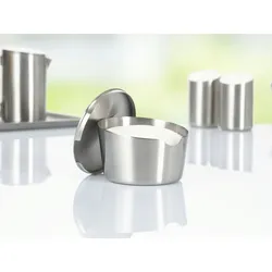 Caterado 1 x Zuckertopf mit Deckel VISTA, Durchmesser: 100 mm, Höhe: 62 mm, Inhalt: 230 g,mit gebürsteter Oberfläche,