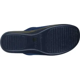 FLY FLOT Damen Pantoffel Textil Hausschuh samtig weiche Haptik und Keilabsatz, Größe:39 EU, Farbe:Blau - 39