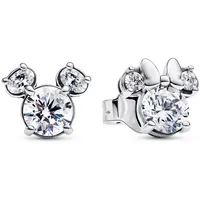 Pandora Disney Micky Maus & Minnie Maus Funkelnde Ohrringe aus Sterling Silber mit Zirkonia, 293219C01