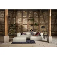 W.Schillig Ecksofa "around-the-block, modern und elegant, bequem, L-Form", grau (eisgrau z59), B:300cm H:66cm T:164cm, Longlife Xtra-Leder Z59: Glattleder mit modischer Prägung. Hautstärke 0, 9 - 1, 1 mm, Sofas, Ecksofa, mit eleganter Biese, mit Federkern