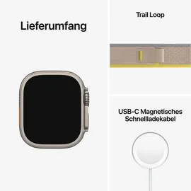 Apple Watch Ultra GPS+Cellular 49 mm Titaniumgehäuse, Trail Loop gelb/beige M/L