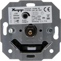 Kopp 842800187 LED-Dimmer mit Druck-Wechselschalter (Phasenanschnitt), LED 3-35W