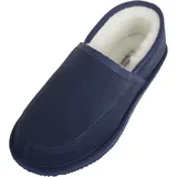 SNUGRUGS Charlie, Lammwolle Hausschuhe mit leichter Sohle, navy, 48/49 - 48 EU