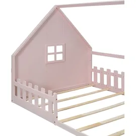 SOFTWEARY Hausbett 140 x 200 cm Kiefer rosa