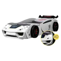 Autobett Dream Racer Kinderbett im Rennauto-Design mit Lattenrost 90x200, Spoiler Spielbett Weiß - Weiß